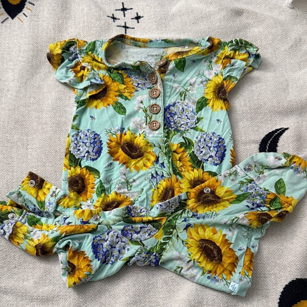 Posh Peanut Romper with Sunflower Print